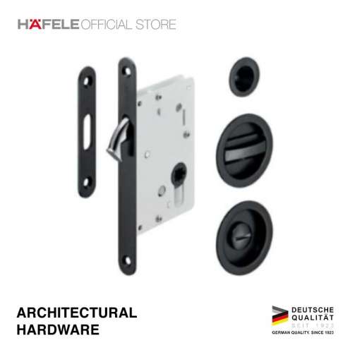 Hafele Slide Lock & Handle Set - Set Kunci Pintu Geser - Hitam | Mitraruma